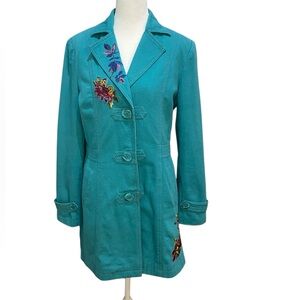 Tracy Porter Teal Embroidered Blazer